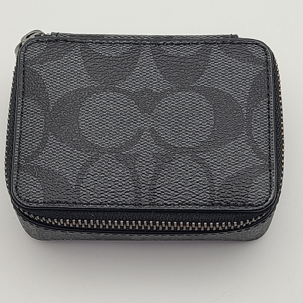 Coach Black Signature Triple Pill Bottle Travel Case NEW
